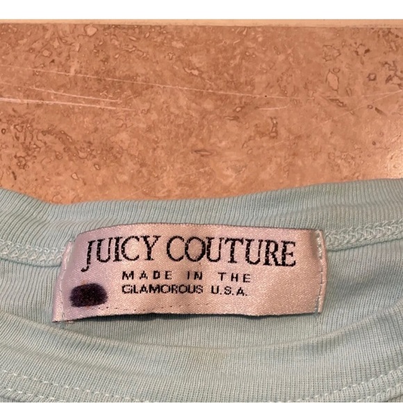 JUICY COUTURE Vintage Girls XL light Turquoise Green t shirt With pocket - Picture 4 of 5